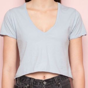 Brandy Melville Light Blue V Neck Ashley Tee